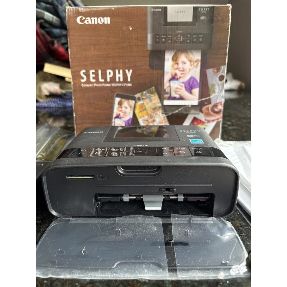 Canon Selphy CP1300 Wireless Color Photo Printer Black Tray AC Adapter, Paper